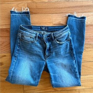 Abercrombie & Fitch Blue Skinny Frayed Hem Jeans